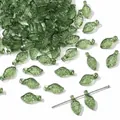 Mini perles de feuilles en acrylique vert translucide pour la création de bijoux DIY. - 10 X 5 Mm Ouverture Env. 15 Mm Vert Olive Translucide (vert Foncé) 50 Pièces/paquet