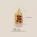 Artistic tomato printed copper enamel pendant charm for jewelry making 23.1x12.9mm - Square Cherry Pendant