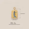 Hand-painted blue fish copper pendant with yellow drip oil finish and size info - Square Small Fish Pendant