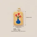 Copper vintage flower vase pendant with oil-drop print and precise dimensions - Rectangular Red Flower Pendant