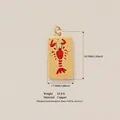 Copper lobster pendant with printed design, size 33.5mm by 17.3mm, weighing 12.8g - Rectangular Lobster Pendant