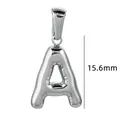 Élégant pendentif lettre A en acier inoxydable argenté, style bulle, hauteur 15,6 mm - Couleur Acier-Lettre A