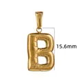 Pendentif lettre B en acier inoxydable plaqué or 18K, style bulle, taille 15,6 mm - Or - Lettre B