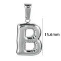 Pendentif lettre B en acier inoxydable argenté bijou DIY bubble style 15.6mm - Couleur Acier-Lettre B
