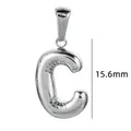 Pendentif lettre C en argent poli style bulle en acier inoxydable, hauteur 15,6 mm - Couleur Acier-Lettre C