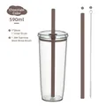Hochwertiger 590ml Tritan Trinkbecher mit Strohhalm und Reinigungsbürste Schokoladenbraun - 590ml / Schokoladenfarbe (Neue Farbe Vorbestellung)