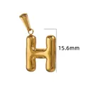 Pendentif lettre H bulle en acier inoxydable plaqué or 18 carats pour bijoux DIY 15.6mm - Or - Lettre H