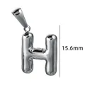 Pendentif lettre H bulle bombée en acier inoxydable argenté, hauteur 15,6 mm pour bijoux - Couleur Acier-Lettre H