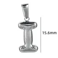 Pendentif lettre I bulle en acier inoxydable poli avec mesure de hauteur de 15,6 mm - Couleur Acier-Lettre I