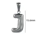 Pendentif lettre J en acier inoxydable poli style ballon avec dimension de 15,6 mm de haut - Couleur Acier-Lettre J