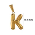 Pendentif lettre K bulle en acier inoxydable plaqué or 18 carats poli, hauteur de 15,6 mm - Or - Lettre K