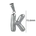 Pendentif alphabet lettre K bulle en acier inoxydable argenté pour création bijoux - Couleur Acier-Lettre K