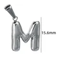 Pendentif lettre M bulle en acier inoxydable argenté, modèle hauteur 15,6 mm - Couleur Acier-Lettre M