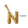 Mini pendentif lettre N bulle gonflée en acier inoxydable plaqué or 18K bijoux 15.6mm - Or - Lettre N