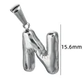 Pendentif lettre N bulle en acier inoxydable argenté 15,6mm pour bijoux DIY - Couleur Acier-Lettre N