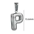 Pendentif lettre P bulle argentée en acier inoxydable, taille 15,6 mm pour bijoux DIY - Couleur Acier-Lettre P