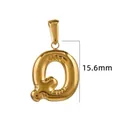 Pendentif lettre Q bulle en acier inoxydable plaqué or 18K pour bijoux, taille 15,6 mm. - Or - Lettre Q