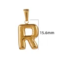 Pendentif lettre R bulle en acier inoxydable plaqué or 18K pour bijoux DIY, 15,6mm - Or - Lettre R