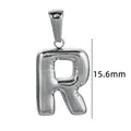 Pendentif lettre R en acier inoxydable argenté, style bulle, hauteur 15,6 mm - Couleur Acier-Lettre R