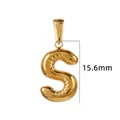 Pendentif lettre S bulle gonflée en acier inoxydable plaqué or 18K, 15,6 mm - Or - Lettre S