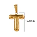 Pendentif lettre T en acier inoxydable plaqué or 18 carats, style bulle, 15,6 mm - Or - Lettre T