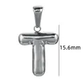 Pendentif lettre T bulle en acier inoxydable argenté poli, hauteur de 15,6 mm - Couleur Acier-Lettre T