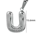 Pendentif lettre U style bulle en acier inoxydable argenté poli pour création de bijoux - Couleur Acier-Lettre U