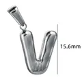 Petit pendentif lettre V en acier inoxydable argenté, hauteur 15,6 mm bijou DIY - Couleur Acier-Lettre V