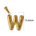 Pendentif lettre W en acier inoxydable plaqué or 18 carats avec hauteur de 15,6 mm - Or - Lettre W
