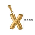 Pendentif lettre X en acier inoxydable plaqué or 18K, design bulle pour bijoux DIY artisanat - Or - Lettre X