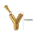 Pendentif lettre Y en acier inoxydable plaqué or 18 carats, dimension 15,6 mm - Or - Lettre Y