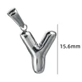 Pendentif mini lettre Y à bulle argenté en acier inoxydable poli pour bijoux DIY - Couleur Acier-Lettre Y