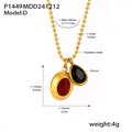 Halskette aus Edelstahl mit roten und schwarzen Zirkon-Tropfenanhängern für Damen - P1449 – Halskette Aus Goldenen Und Rot/schwarzen Zirkonia