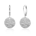 Boucles d'oreilles disque argenté texturé variante SKU pour ensemble de bijoux de luxe - Style Fermoir à Levier Disque Ondulé (e934-Argent) / 14k / Une Paire / Argent