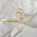 Large elegant cream white pearlescent acetate hair claw clip with metallic spring - Custom Style