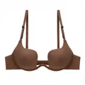 Sujetador push-up sin costuras con escote en U en color marrón para vestidos sin espalda. - Café