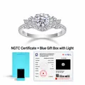 Elegant S925 sterling silver moissanite ring with halo and pavé stones in gift box - US Size 5 / Lab Grown Diamond (1 Carat) Ring + Gift Box & Certificate