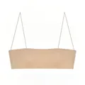 Détail d'un bandeau beige sans couture avec des bretelles ultra-fines - Chair