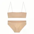 Detailed view of nude seamless wireless lingerie set with ultra-thin straps - Nude Set