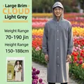 Imperméable long unisexe gris clair en EVA avec capuche et visière pour l'extérieur - Imperméable Gris Pour Adulte À Larges Bords Parfumé [18 % Soie 150 G D'épaisseur]