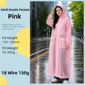 Long imperméable rose en EVA avec capuche et poches pour adultes, protection pluie - Imperméable Rose Amélioré À Double Poche [18 % Soie 150 G Épaissi Et Allongé]