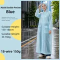 Imperméable bleu réutilisable en EVA pour adulte avec capuche et poches de plein air - Imperméable Bleu Amélioré À Double Poche [18 % Soie 150 G Épaissi Et Allongé]