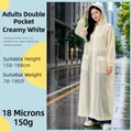 Imperméable professionnel en EVA blanc cassé pour adultes avec capuche et doubles poches. - Imperméable Blanc Cassé Amélioré À Double Poche [18 % Soie 150 G Épaissi Et Allongé]