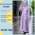 Imperméable long à capuche en EVA violet pour adultes avec deux poches avant pour l'extérieur - Imperméable Violet Amélioré À Double Poche [18 % Soie 150 G Épaissi Et Allongé]