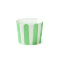Medium green and white striped paper cupcake liner with scalloped edge for muffin baking - Green Wide Stripe / 50 Pieces