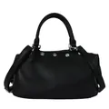 Elegant black retro tote bag featuring silver studs and a versatile adjustable shoulder strap - Black