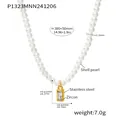 Dimensioni dettagliate e materiali della collana di perle con ciondolo zircone. - P1323 - Collana Lunga Con Pendente In Oro