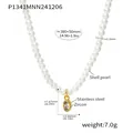 Dimensioni dettagliate e specifiche dei materiali per la collana con perle e zirconi - P1341 - Collana Con Pendente Ovale In Oro