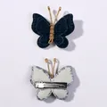 Handmade knitted butterfly hair clip in navy blue with elegant gold wire wire detail - Navy Blue (20)