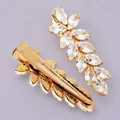 Elegant gold-plated wheat ear hair clip set with sparkling marquise-cut zircon crystals - Luxury And Exquisite Gold Hair Clip Hs-j6754g